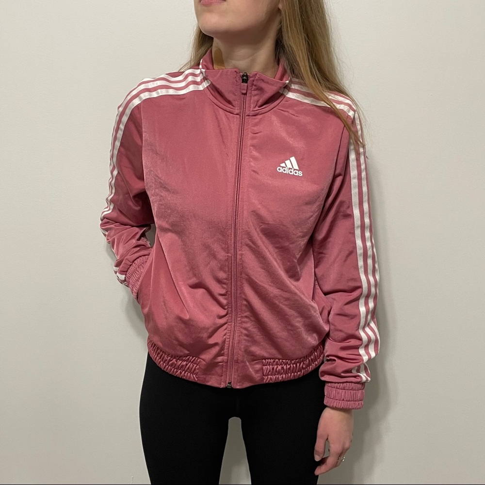 Adidas 3 Striped Jacket - XS Pink White 💜